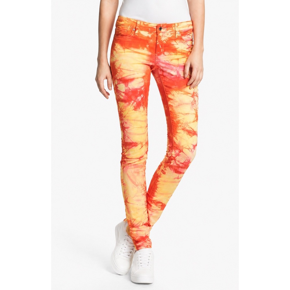 Celebrity Pink Kids Tie Dye Skinny Jeans Fuchsia Orange Yellow Size 1
